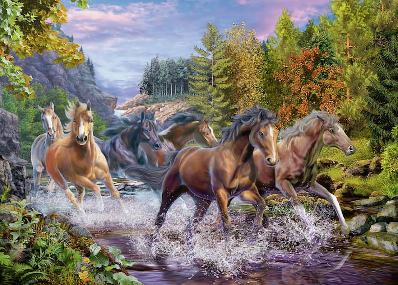 Ravensburger Great Outdoors Puzzle Series | Rushing River Horses | 300 Piece Jigsaw Puzzle