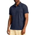 thumbnail image 2 of Men's Collared Shirts Short Sleeve Big and Tall Solid Lapel Button Casual Fashion Business T-Shirt, 2 of 9