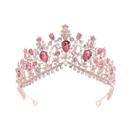 

Women Crown Handmade Luxury Hair Band Hair with Artificial Rhinestone Wedding Bridal Headdress Hair Accessories Wedding Dress Accessories(Rose Gold)