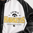thumbnail image 4 of Women's Gameday Couture Black Iowa Hawkeyes Oversized Inner Drive Varsity Rhinestone Full-Snap Bomber Jacket, 4 of 5
