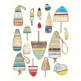 thumbnail image 2 of Prahl, Courtney 12x14 White Modern Wood Framed Museum Art Print Titled - Lobster Buoys on White, 2 of 4
