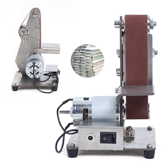 DIY Mini Belt Sander, Edge Sharpener with 10 PCS Abrasive Belts, 110V Belt Sander Polishing Grinding Machine