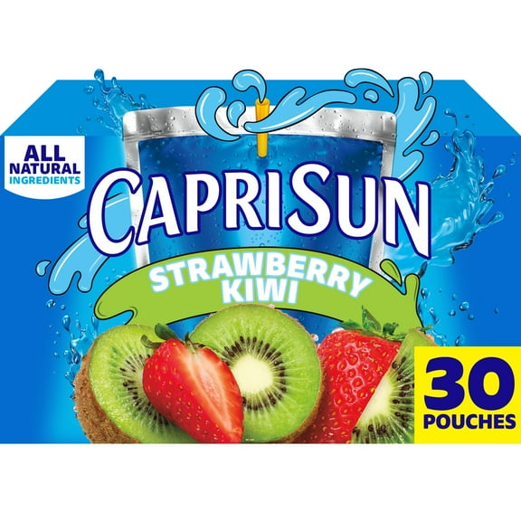 Capri Sun Strawberry Kiwi Naturally Flavored with other natural flavor Juice Drink Blend, 30 Count Box, 6 fl oz Pouches