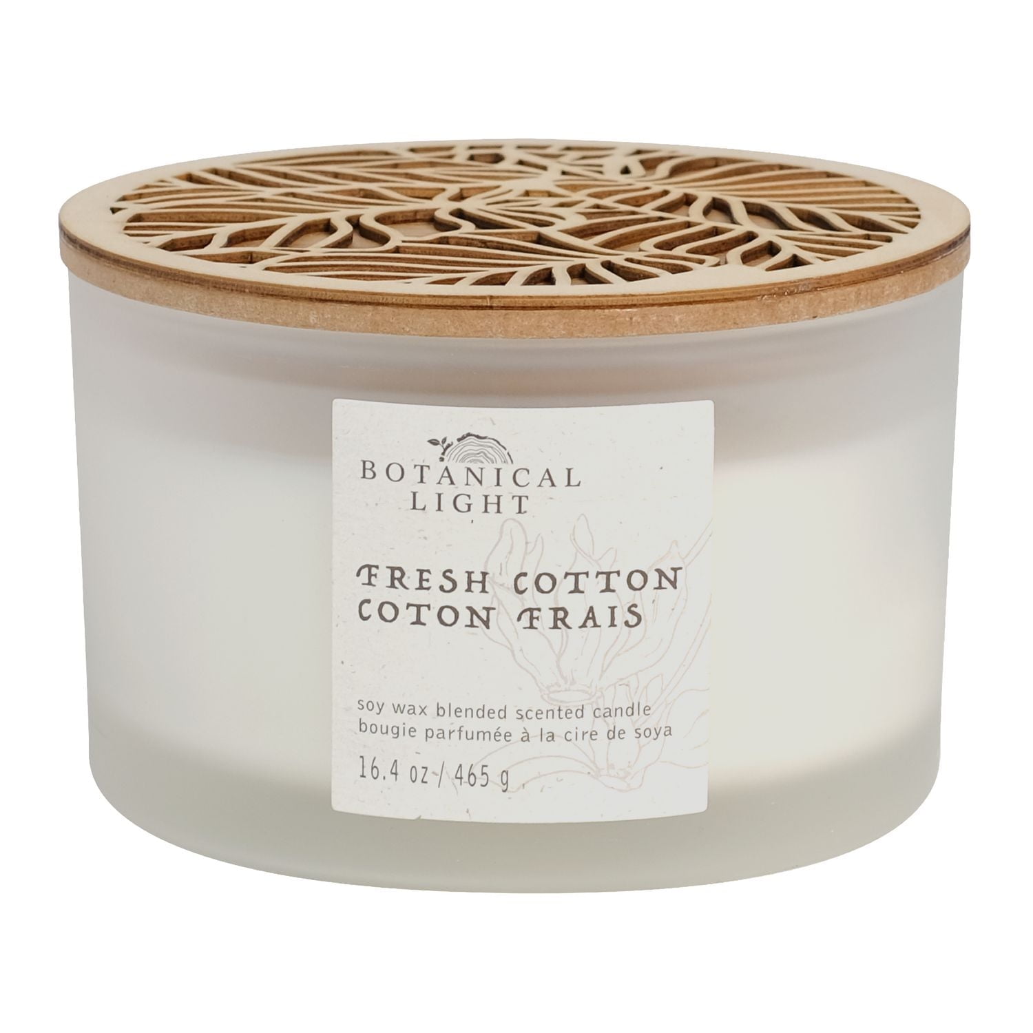 Botanical Light 16.4OZ Fresh Cotton Soy Wax Blended Scented Candle, 3 mèche de coton · 16.4oz· 465g· 1 paquet