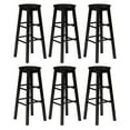 thumbnail image 1 of PJ Wood Classic Round-Seat 24-Inch Kitchen Counter Stools, Black (6 Pack), 1 of 6