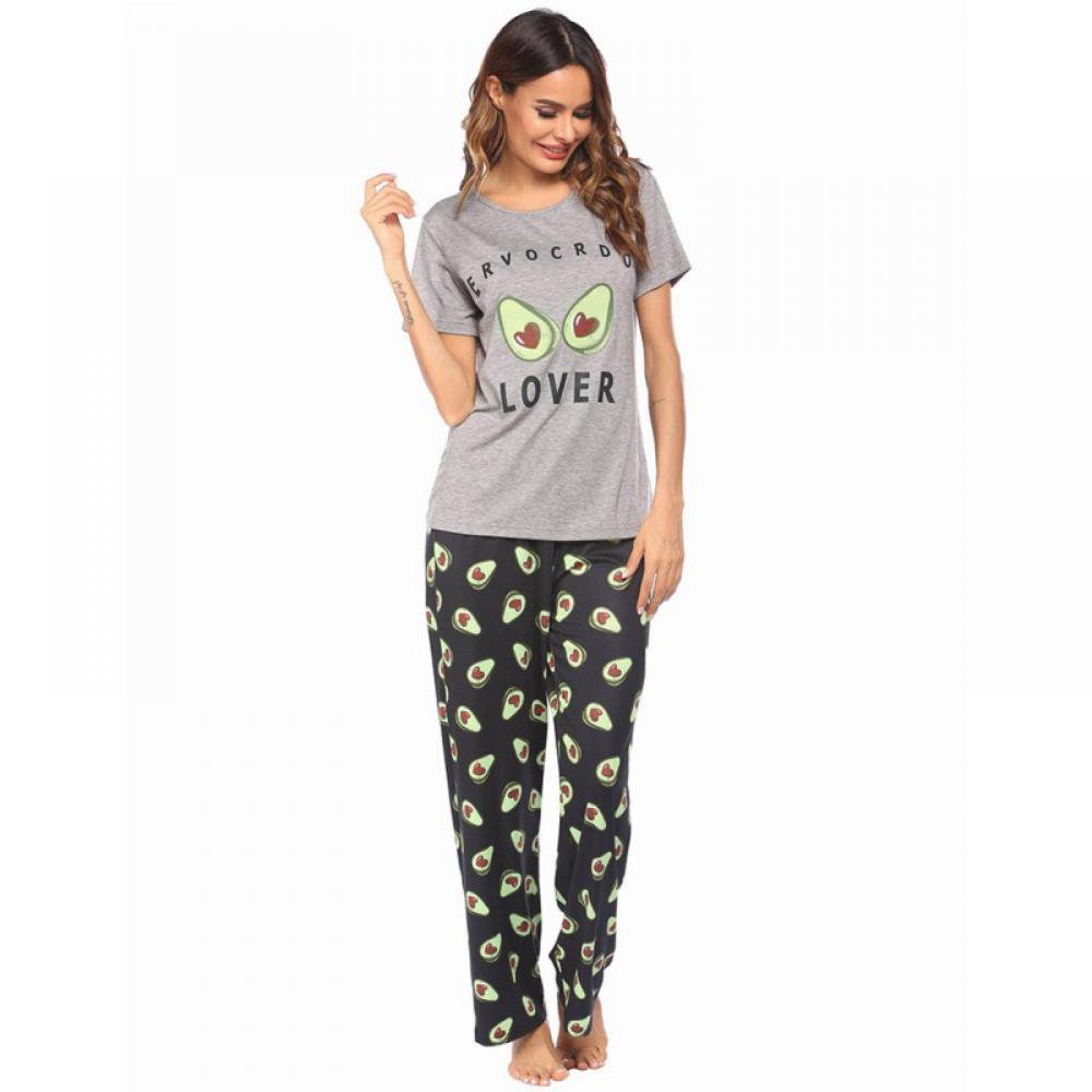 Combinaison de Pyjama pour Dames Coton à Manches Courtes Imprimé à