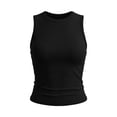 thumbnail image 4 of Jerdar Womens Summer Solid Color Stretchy Basic Sleeveless Sleeveless Tank Top Casual Ribbed Racerback Basic Fitted Thick Strap Shirts Tops L, 4 of 7