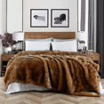 thumbnail image 2 of Luxury Plush Faux Fur Throw Blanket, Long Pile Brown with Black Tipped Blanket, Super Warm, Fuzzy, Elegant, Fluffy Decoration Blanket Scarf for Sofa, Armchair, Couch and Bed, 50''x 60'', 2 of 6