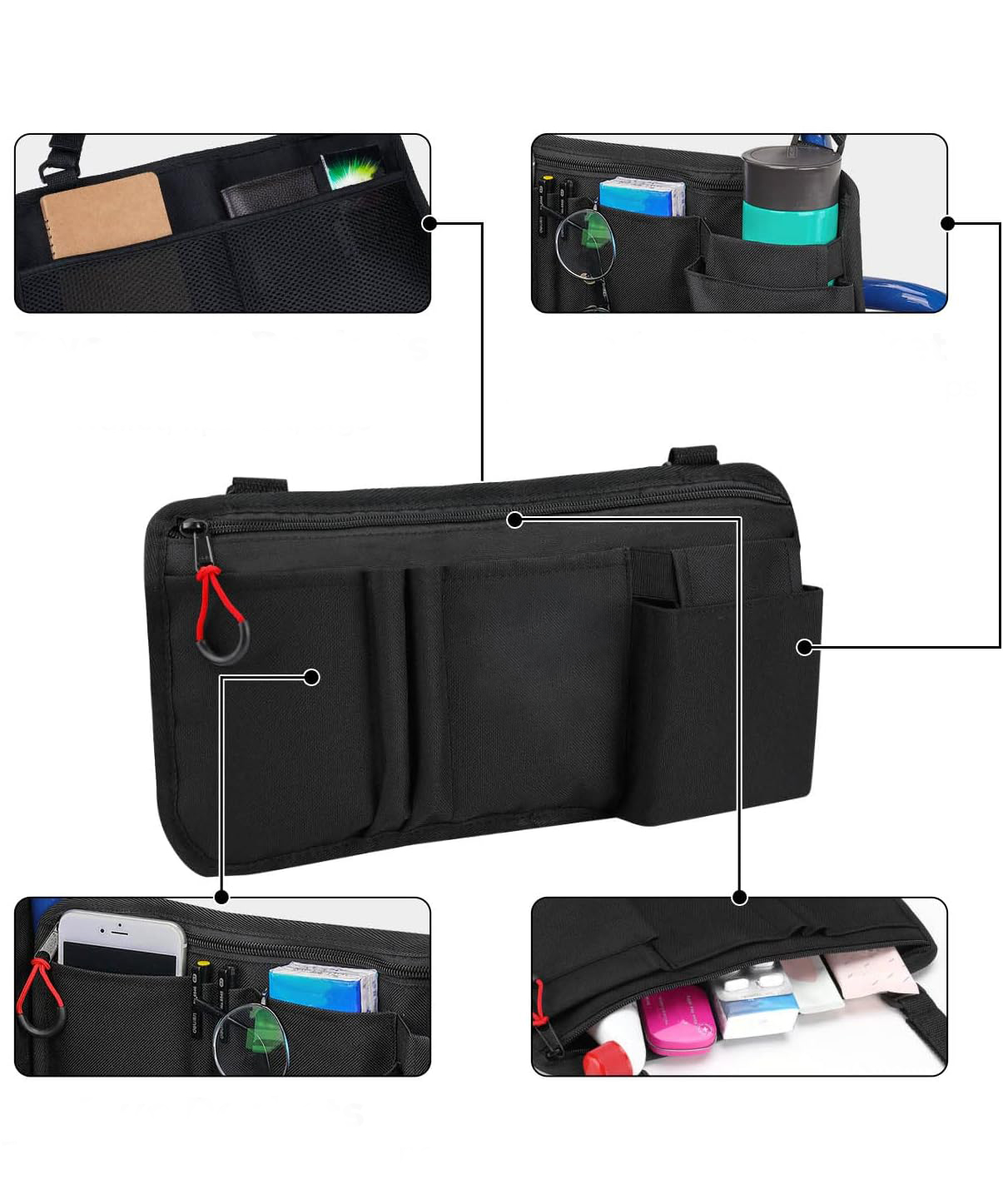 Wheelchair Side Bag with Cup Holder - Storage Pouch (with Drink Holder) for Walkers, Rollators and Mobility Scooters, Ideal Gift