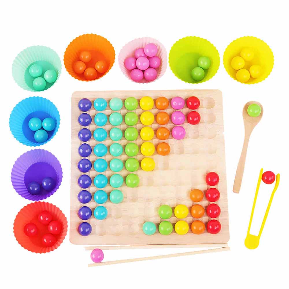 Rkstn Kids Education Toy Wooden Board Bead Game Rainbow Clip Beads Puzzle Games Wooden Go Games Set Dots Shuttle Toy For Children Boys Girls Walmart Com