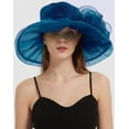 thumbnail image 3 of Women's Kentucky Derby Church Dress Hat Wide Brim Leaf Flower Bridal Shower Hat, 3 of 5