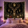 thumbnail image 2 of Gold-Lit Stag Beneath a Full Moon with Lanterns, Mystical Celestial for Wildlife Fans, Winter Forest Decor, Christmas Gift, Tapestry Wall Hanging for Living Room and Bedroom, 2 of 7