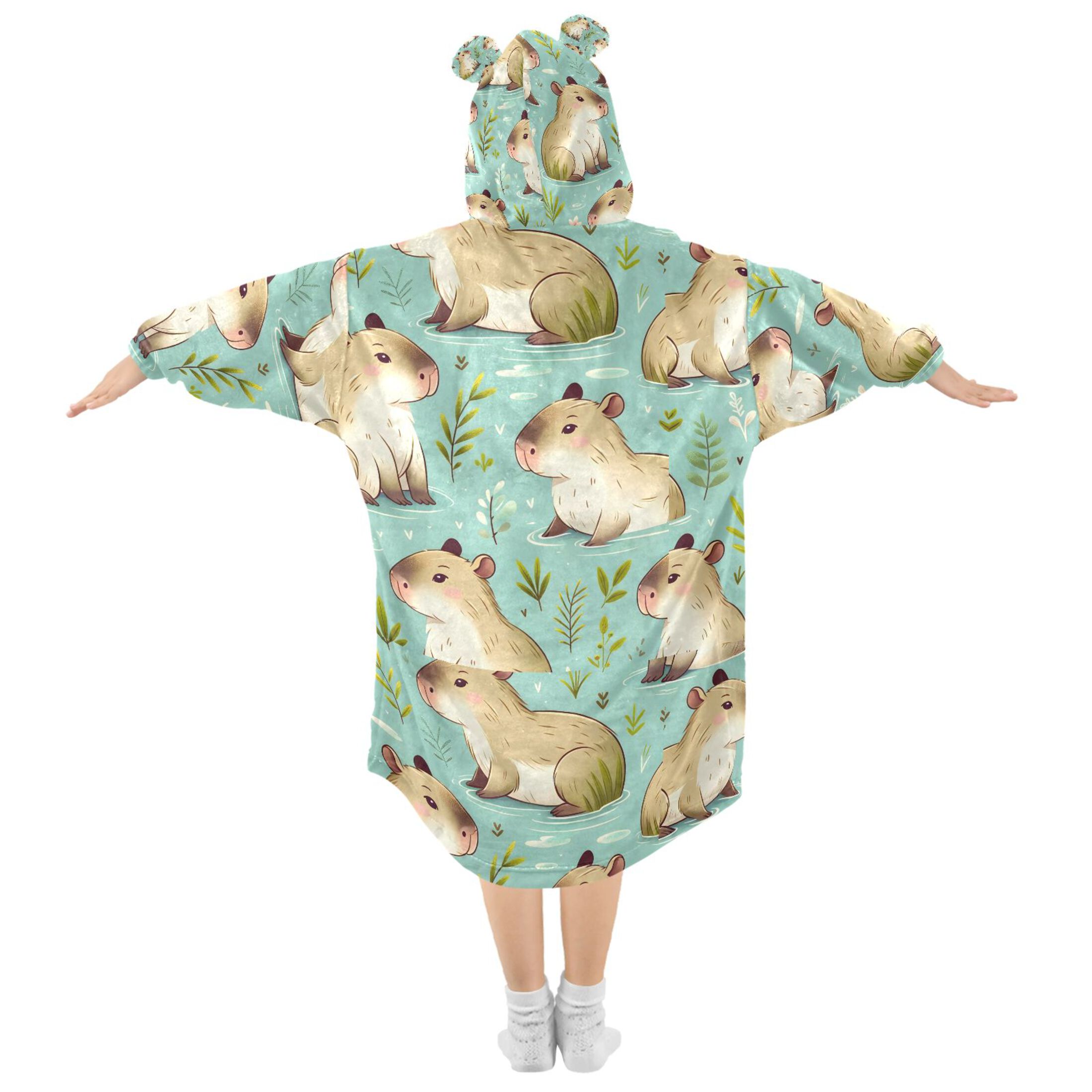joogoo Blanket Hoodie for Capybara Cute Oversize Sweatshirt 3-14 YR L