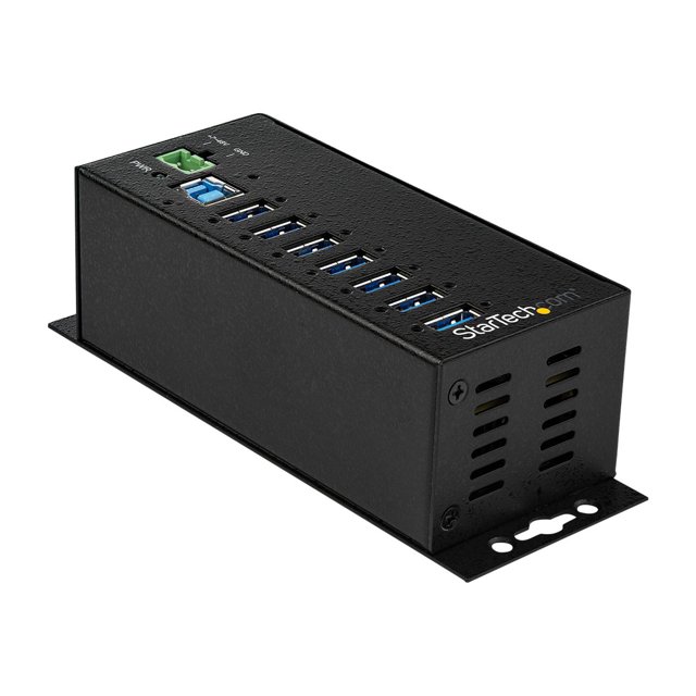 StarTech.com 7 Port USB Hub with Power Adapter, Surge Protection, Metal Industrial USB 3.0 Data Transfer Hub, Din Rail, Wall or Desk Mountable, High Speed USB 3.1/USB 3.2 Gen 1 5Gbps Hub 7 x USB 3.2 Gen 1 - Windows/macOS/Linux (HB30A7AME) - Hub - - Rail Din Montable, Montable au Mur - Conforme TAA - pour P/N : ITB20D3250