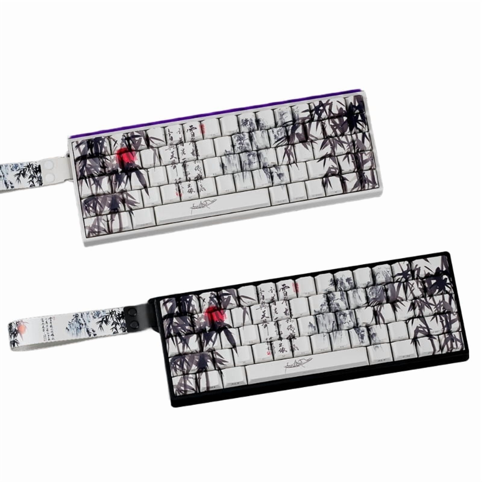 60% 68% ANSI ISO Layout PBT Cherry Profile Keycaps With Bamboo Forest Artwork For 61/64/68 Mechanical Keyboards