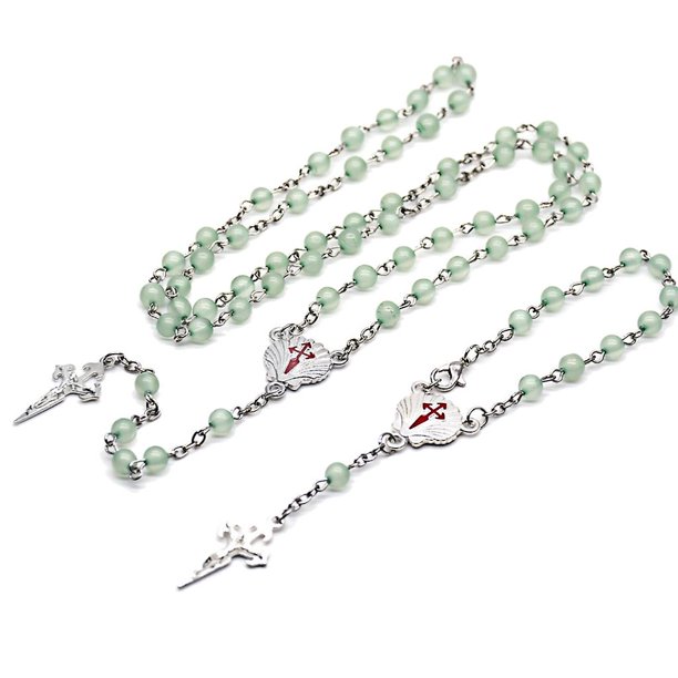 Conjunto de Pulsera y Collar YONGSHENG con Colgante Cruzado Hecho a Mano con Cuentas de Rosario