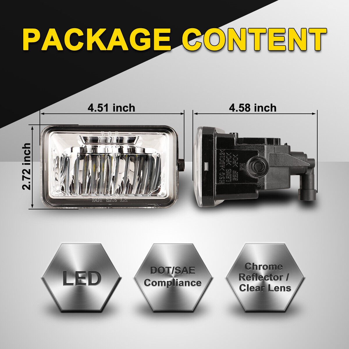 LED Fog Lights For 2015-2020 Ford F-150 w/o Fog Light Brackets Assembly Rectangle Lamps Clear Lens Pair
