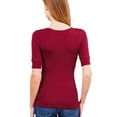 thumbnail image 2 of Women's Basic Elbow Sleeve V-Neck Cotton T-Shirt Plain Top-Plus Size Available (FAST & FREE SHIPPING), 2 of 3