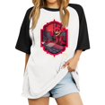 thumbnail image 2 of Hazbin Hotel Moda Casual Mujer Cuello Redondo Impreso Raglan Manga Corta Camiseta Top Vermilion/XL, 2 of 6