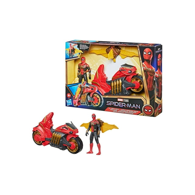 Vehículo de juguete Spider-Man Marvel Jet Web Cycle con figura de 15 cm