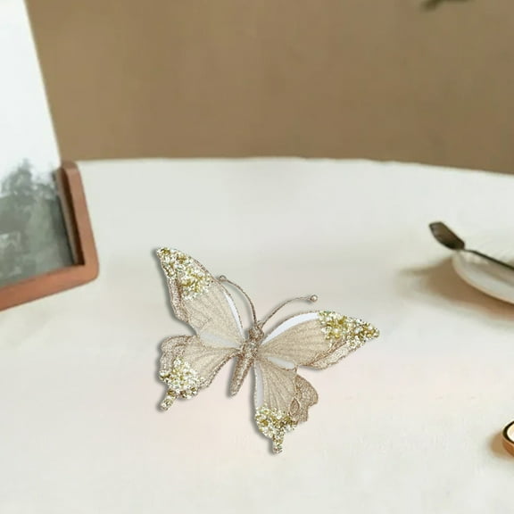 Glitter Christmas Butterfly Ornament with Large Sized Pendant - 6.69 Inch Festive Wall Hanging Decor with Sparkling Diamonds, Magical Holiday Home Decoration for Christmas Tree, Mantel, Party Decor
