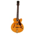 thumbnail image 2 of Guitarra eléctrica hueca de madera en miniatura dorada con soporte, modelo de instrumento musical de 7,1 pulgadas., 2 of 14