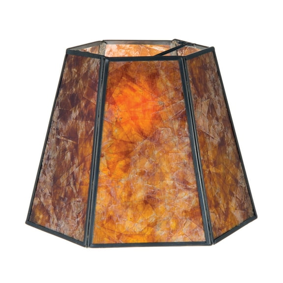 B&P Lamp® Hexagon Mica Shade, 7"(T) X 12"(B) X 7.5"(H)), 1/2" Recess Washer Fitter