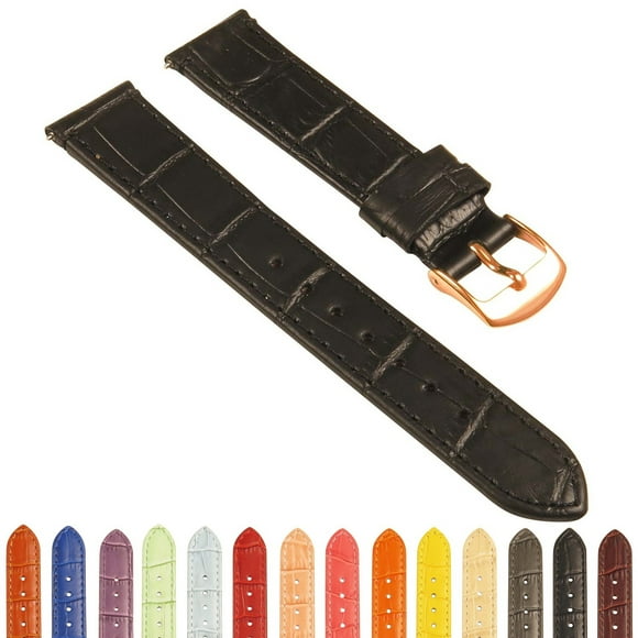 StrapsCo Bracelet de Montre en Cuir Gaufré Crocodile pour Femmes - Bracelet à Libération Rapide - 10mm 12mm 14mm 16mm 18mm 20mm 22mm 24mm