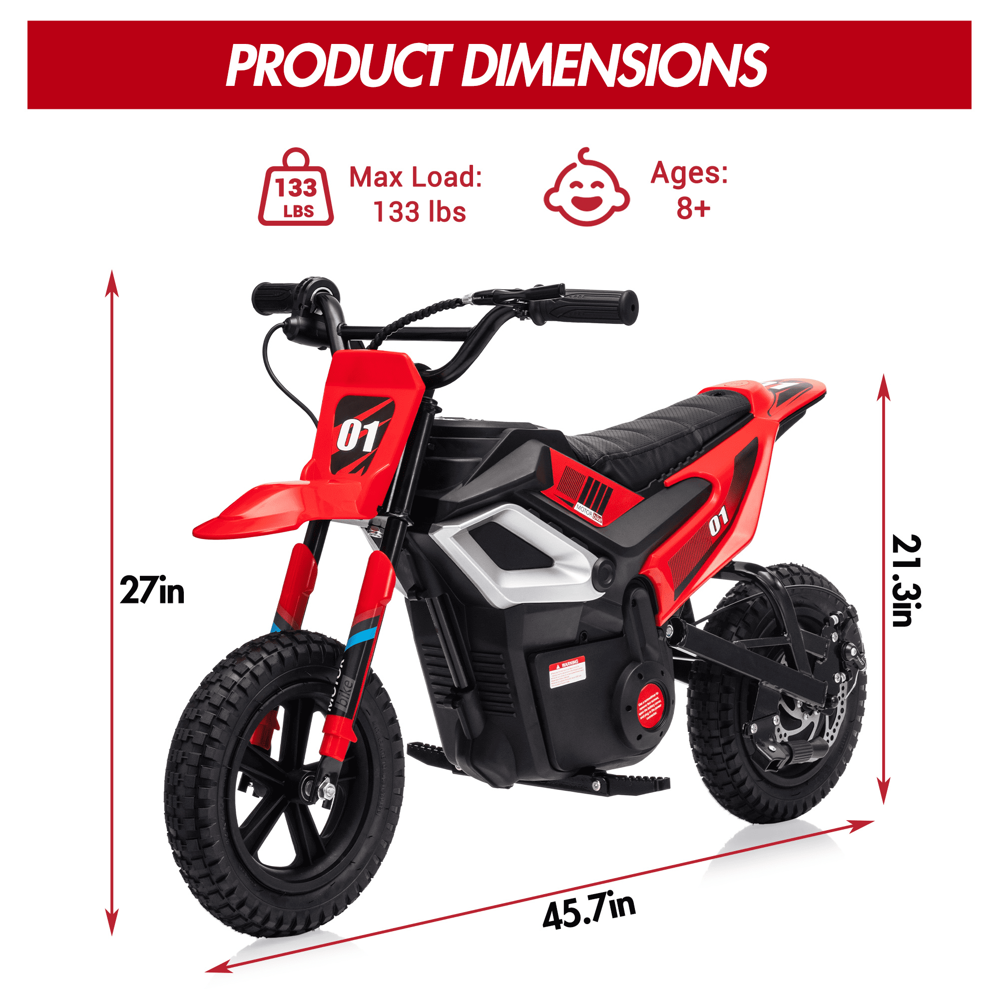 24V Kids Electric Dirt Bike - 350w Kids Motorcycle, 13.67 Mph Max Speed Electric Bike for Kids, Rear Wheel Suspension, 12 Miles Range, Twist Grip Throttle, Rubber Tire, Christmas, New Year Gifts Kid