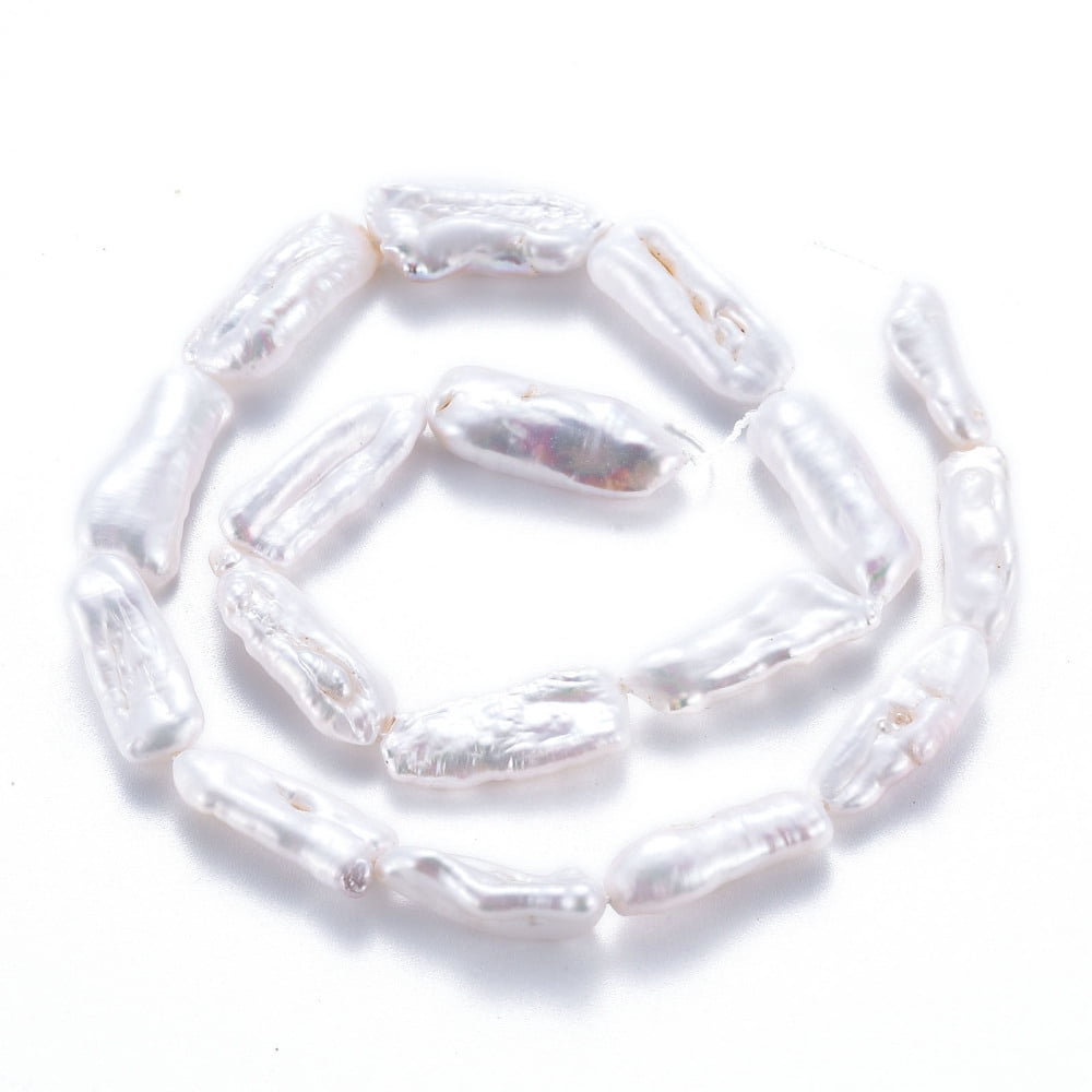 Natural Keshi Pearl Beads Strands Cultured Freshwater Pearl Nuggets Seashell Color 15~34x6~12x4~7mm Hole: 0.6mm about 14~20pcs/strand 14.96 inch(38cm)