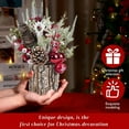 thumbnail image 2 of PayUSD Small Christmas Tree Tabletop Artificial Mini Christmas Tree Decorations with Holiday Ornaments Red Berry Pine Cone Reindeer for Home Indoor Fireplace Mantel Xmas Decor (Tree Stump-Red), 2 of 8