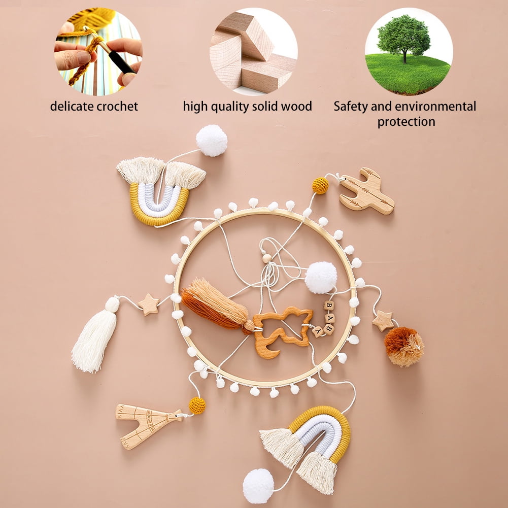 Baby Nursery Crib Mobile, Wooden Hanging Ceiling Decoration for Newborns, Boys & Girls, Baby Shower Gift
