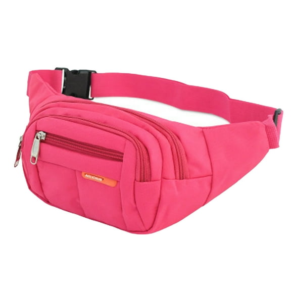Sports waist bag men's and women's casual canvas one-shoulder outdoor waterproof chest bag - pink