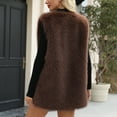 thumbnail image 4 of Stichou omens Faux Fur Vest 2025 Winter Warm Coat Fluffy Shaggy Sleeveless Jacket Fashion Casual Fuzzy Outerwear Coffee L, 4 of 8