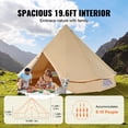 thumbnail image 4 of VEVOR Canvas Bell Tent, 4 Seasons 6 m/19.68 ft Yurt Tent, Canvas Tent for Camping with Stove Jack, Breathable Tent Holds up to 10 People, Family Camping Outdoor Hunting Party, 4 of 9