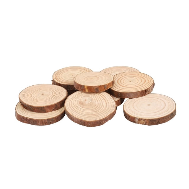 10PCS Rebanada de Registro Madera Redonda áRbol Natural para DecoracióN Mesa Corteza Centro