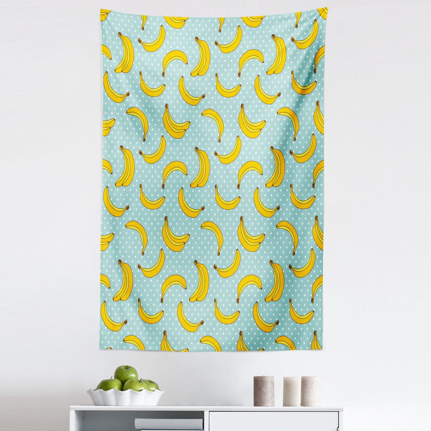 Klæbrig marv Drejning Yellow and Blue Tapestry, Polka Dots Background with Bananas Tropical Fruit  Cartoon, Fabric Wall Hanging Decor for Bedroom Living Room Dorm, 5 Sizes,  Pale Blue Yellow, by Ambesonne - Walmart.com