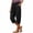 Black, variant on Women's Fall Straight Leg 7/8th TrousersFaux Cotton Linen High Waist ed Stretch Waist Side Pockets Casual Wear