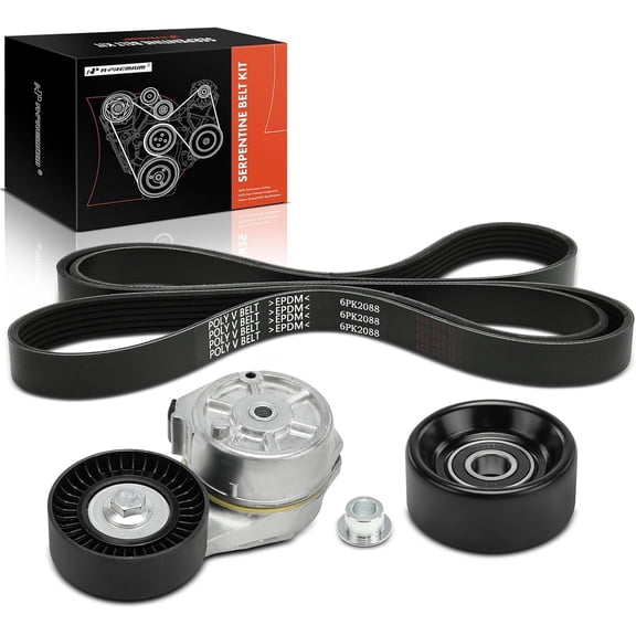 A-Premium Engine Serpentine Belt Drive Kit Compatible with Dodge & Chrysler Cars - Grand Caravan 2001-2007, Caravan 2001-2007, Town & Country 2001-2007, Voyager 2001-2003 - 3.3L 3.8L