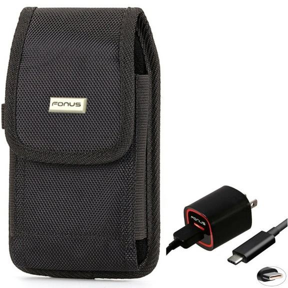 For Google Pixel 7/Pro/6a/6/Pro - Home Charger w Case Belt Clip, 2.4A USB Cable TYPE-C, Rugged Holster Canvas for Google Pixel 7/Pro/6a/6/Pro Phones