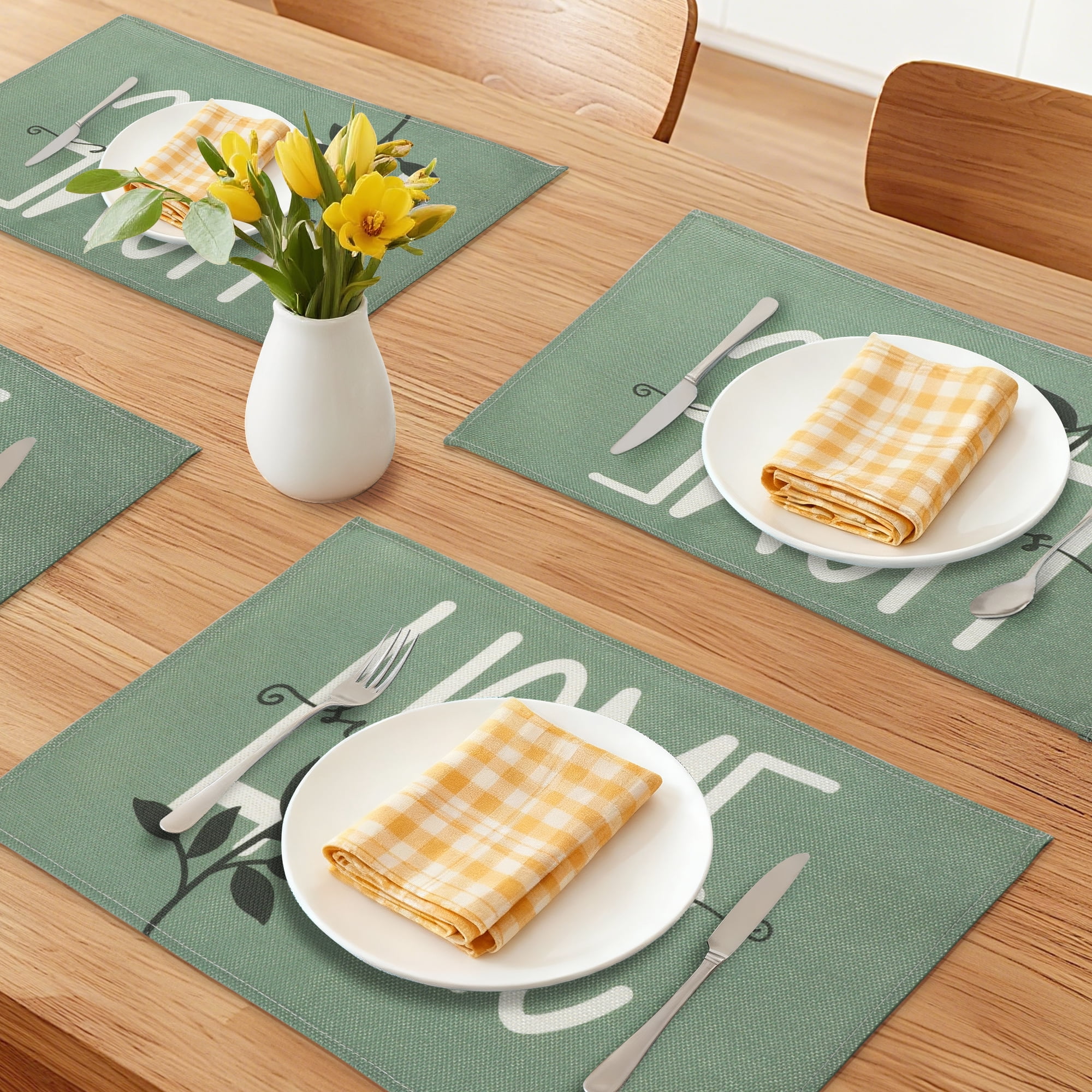 Unique Bargains Plastic Placemats Set of 6 for Dining Table Decor Indoor Home Letters