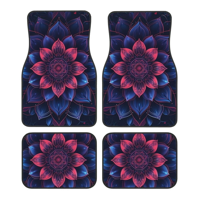 Fotbe Bohemian Vintage Pattern Juego de 4 Tapetes para Auto con Estampado – Alfombrillas de Goma Reforzada, Diseño Antideslizante, Protección para Todo el Año – Vehículos, Autos, Camionetas y SUVs