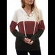 thumbnail image 1 of Sudadera de Lana Extragrande con Capucha y Colores Contrastantes para Mujer, de Punto, con Cuello en V, Informal, con Bolsillos y Rojo L, 1 of 9