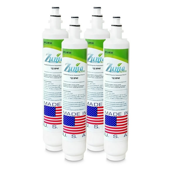 ZUMA Brand , Water and Ice Filter , Model # ZWFG3-4P-WFS , Compatible with GE® RPWF - 4 Pack - Made in U.S.A.
