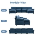 thumbnail image 3 of Zimtown Sectional U-Shaped Sofa with Ottoman, 6-8 Person Living Room Couch, 4 Seater and 2 Ottoman, Double-Layered Burlap, Blue, 3 of 11