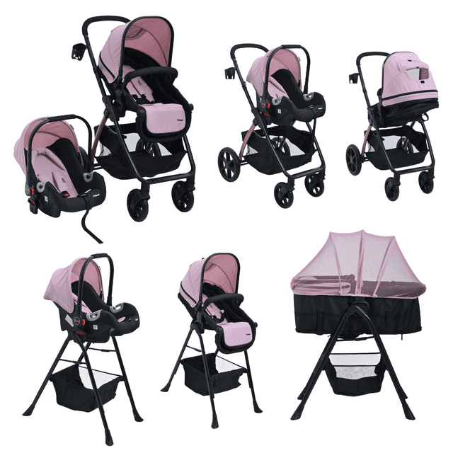 Carriola Para Bebé Prinsel Set Gamma Lx Con Portabebé Rosa
