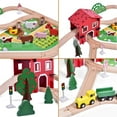 thumbnail image 7 of Train Set 77pcs Wooden Train Set with Wood Construction Toys Model Train Sets, Wooden Toys Birthdays gifts for 3-7 Boys Girls, 7 of 7