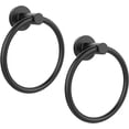 thumbnail image 1 of Paquete de 2 toalleros para pared de baño, anillo de toalla negro mate, soporte para toallas de mano de acero inoxidable 304, colgador de toallas resistente para baño, cocina, 1 of 5