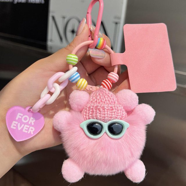 Llavero colorido de peluche de elfo rex con pelo de conejo: un accesorio decorativo suave y adorable para bolsos, regalos, teléfonos, mochilas y coches.