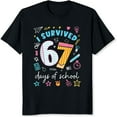 thumbnail image 2 of 100% Cotton I Survived 67 Days Of School T-Shirt For Kids And Adults Fun Back To School Shirt With Colorful Design And School Icons, 2 of 5